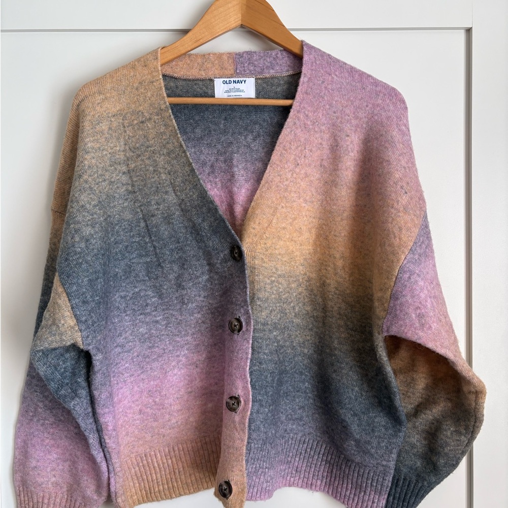 Old Navy Women's Lilac, Camel, and Blue Gradient Cardigan